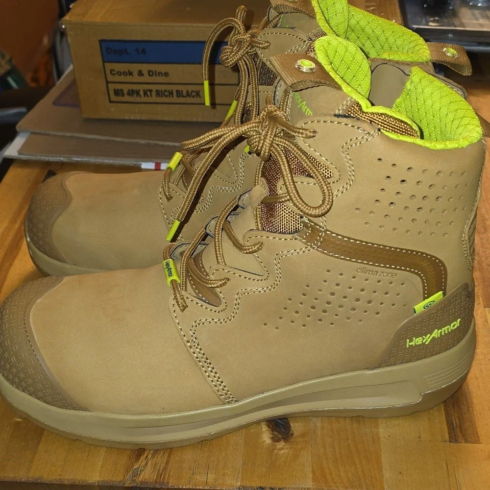 HexArmor F1300 Work Boots ASTM F2413-24 CI EH Size 13M Tan Leather Upper